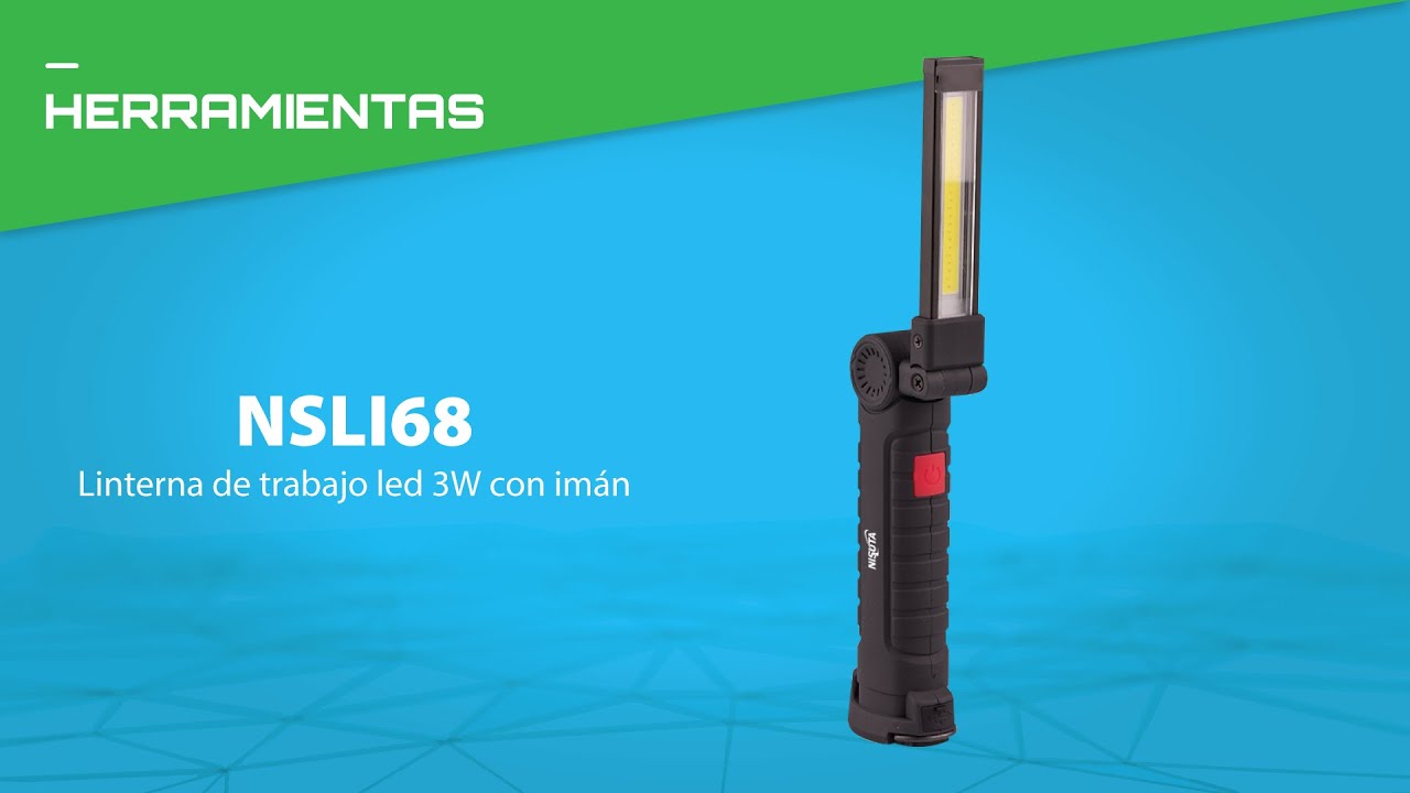 LINTERNA DE TRAB PLEG C/ LED 3W COB Y LED SECUND 0,5W FRONTAL, CON IMAN Y G